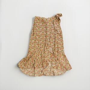 Max Studio Skirt Womens Size XS Faux Wrap Midi Floral Autumn Fall Boho Romantic